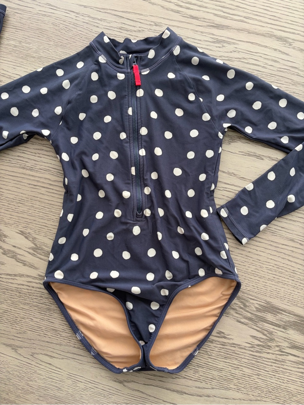 Crewcuts Navy Blue Polka Dot Long-Sleeve Rashguard Swimsuit